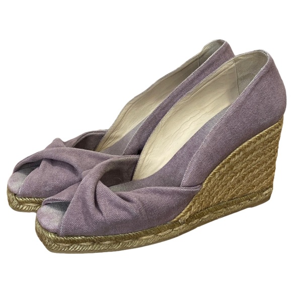 CASTANER Purple Espadrille Peeptoe Wedge Heels 9 - Picture 3 of 14
